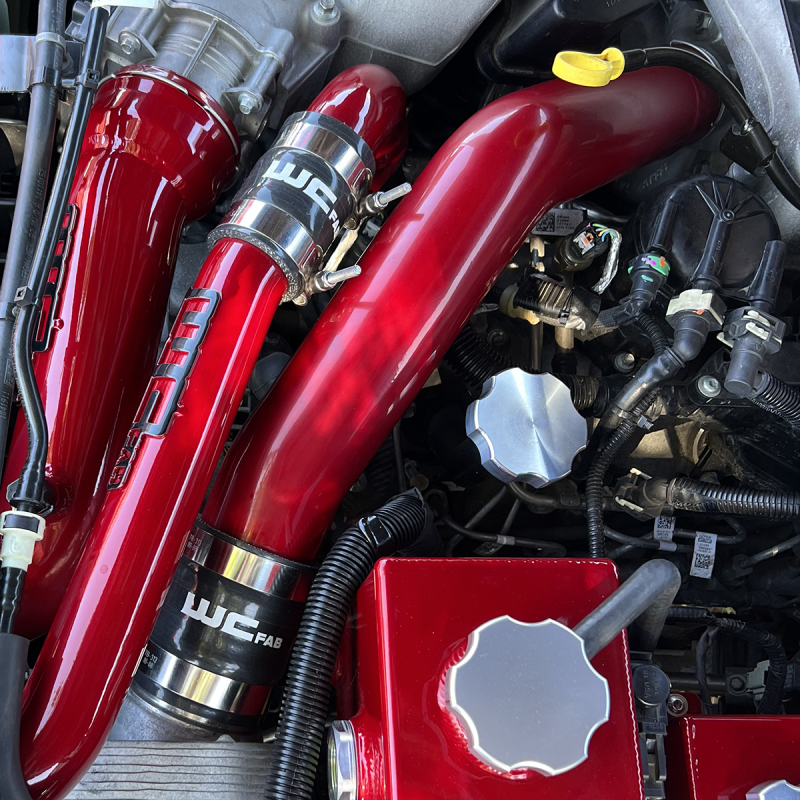 Wehrli 15-24 Ford 6.7L Power Stroke 3in Hot Side Intercooler Pipe - Bengal Red
