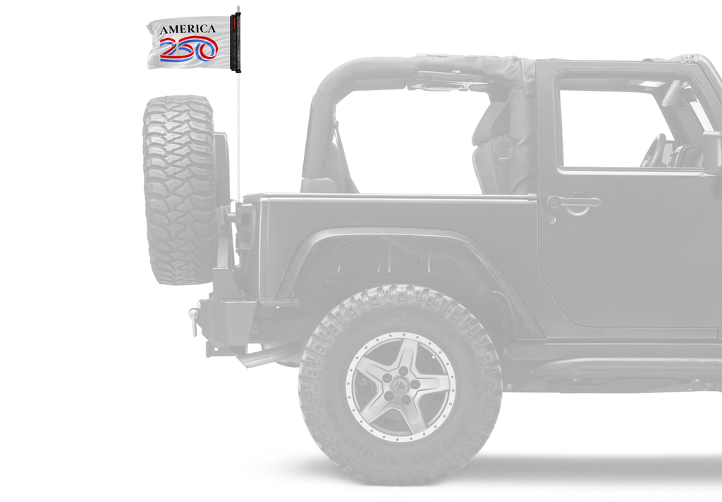 America 250 12"x18" Forever Wave Flag for Jeep Wrangler JLU 4-Door 2018-Present