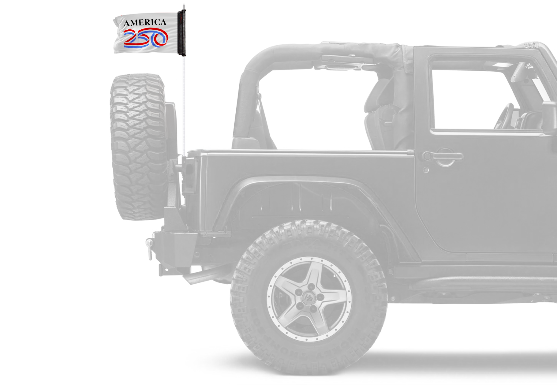 America 250 12"x18" Forever Wave Flag for Jeep Wrangler JL 2-Door 2018-Present