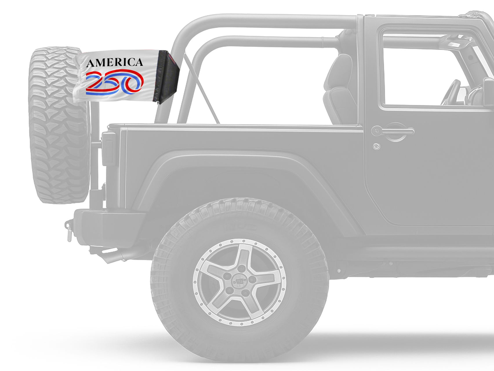 America 250 12"x18" Forever Wave Flag for Jeep Wrangler JK 2-Door 2007-2018