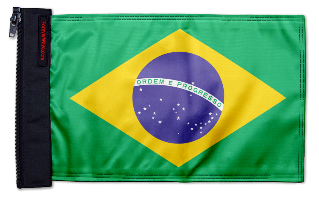 Brazil 12"x18" Forever Wave Flag for Jeep Wrangler JK 2-Door 2007-2018