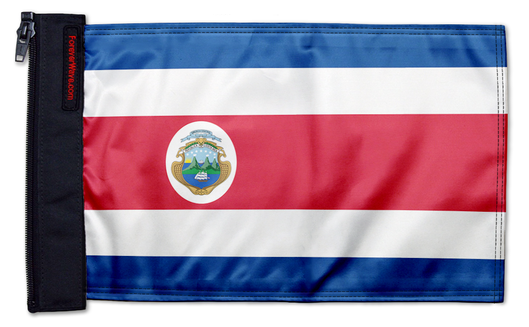 Costa Rica 12"x18" Forever Wave Flag for Jeep Wrangler CJ-7 and CJ-8 1976-1986