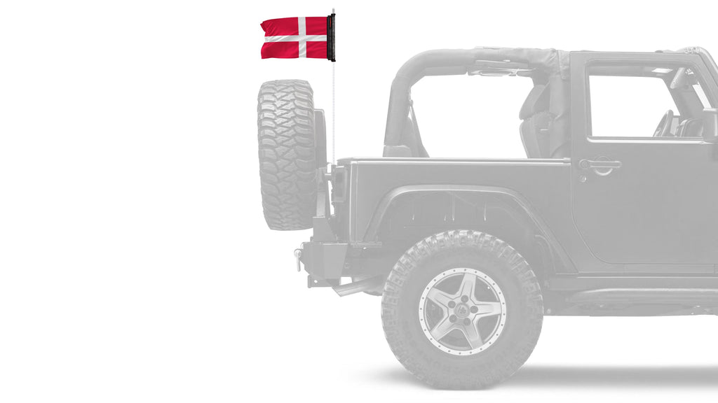 Denmark 12"x18" Forever Wave Flag for Jeep Wrangler CJ-7 and CJ-8 1976-1986