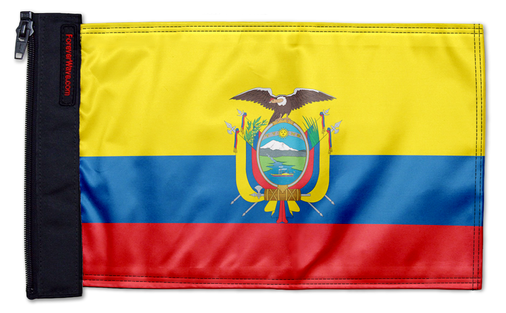 Ecuador 12"x18" Forever Wave Flag for Jeep Wrangler JK 2-Door 2007-2018