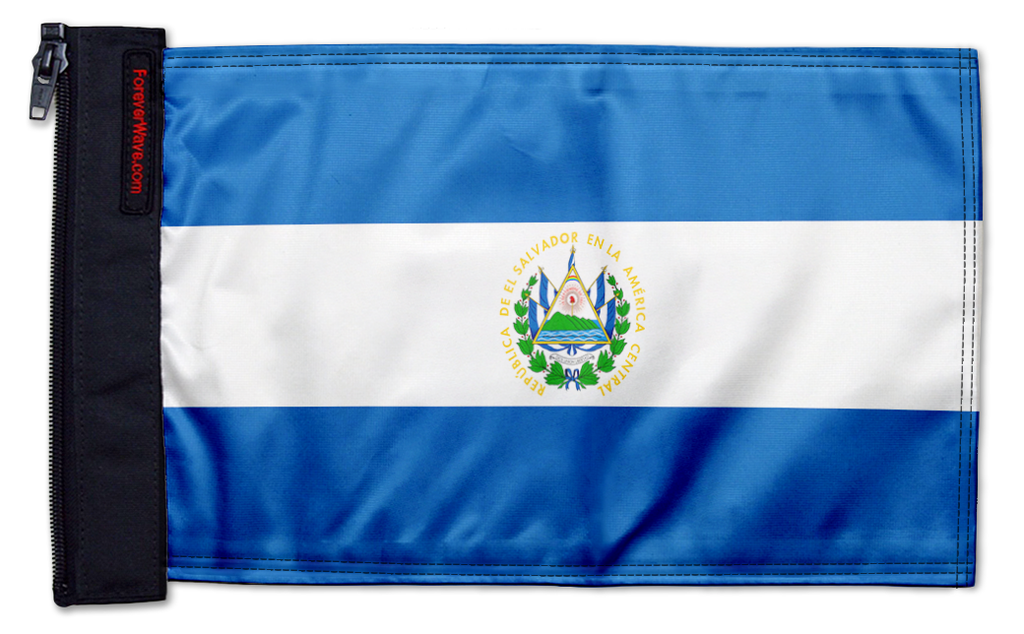 El Salvador 12"x18" Forever Wave Flag for Bronco