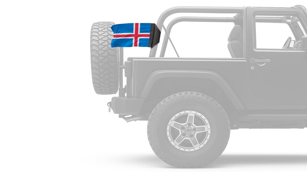 Iceland 12"x18" Forever Wave Flag for Jeep Wrangler JKU 4-Door 2007-2018