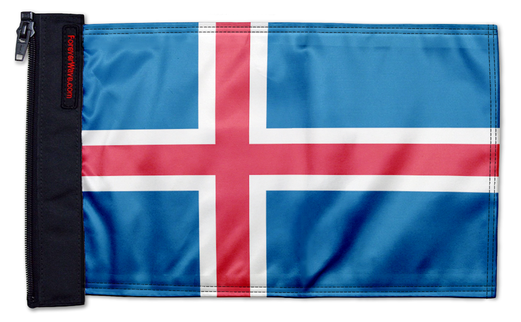 Iceland 12"x18" Forever Wave Flag for Jeep Wrangler JK 2-Door 2007-2018