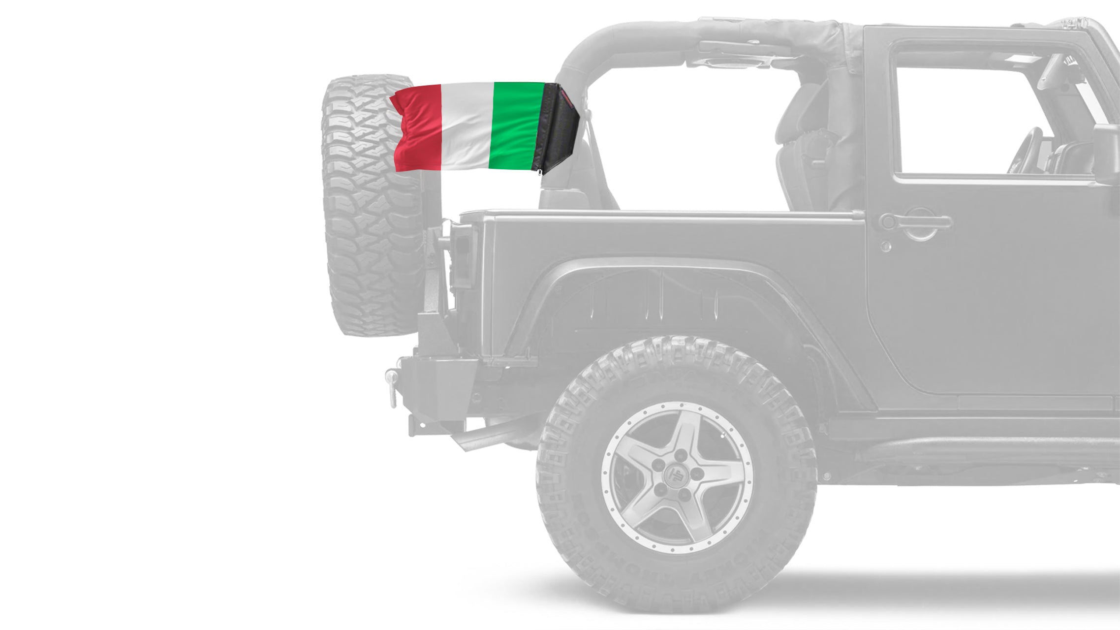 Italy 12"x18" Forever Wave Flag for Jeep Wrangler JK 2-Door 2007-2018