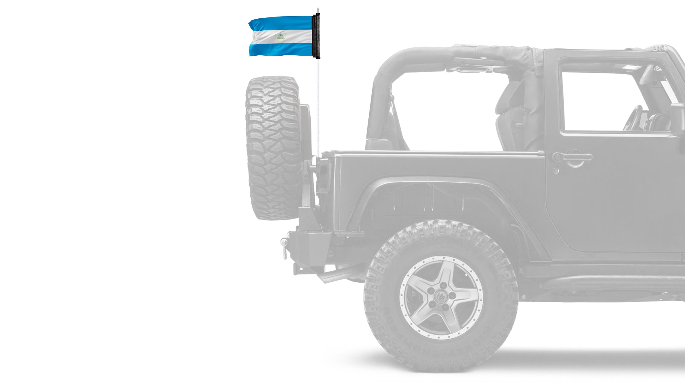 Nicaragua 12"x18" Forever Wave Flag for Jeep Wrangler TJ 1996-2006
