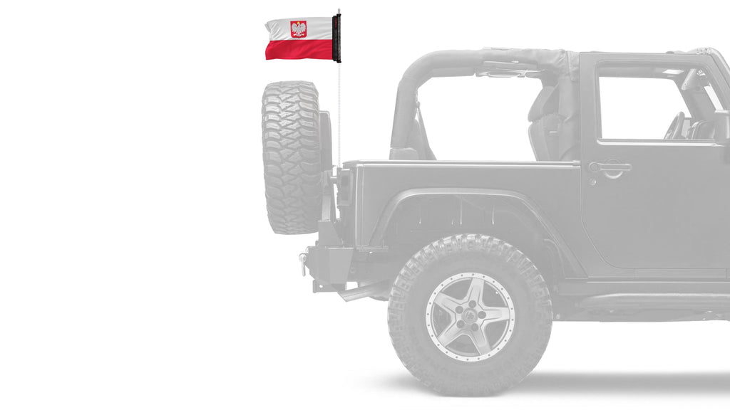 Poland 12"x18" Forever Wave Flag for Jeep Wrangler JK 2-Door 2007-2018