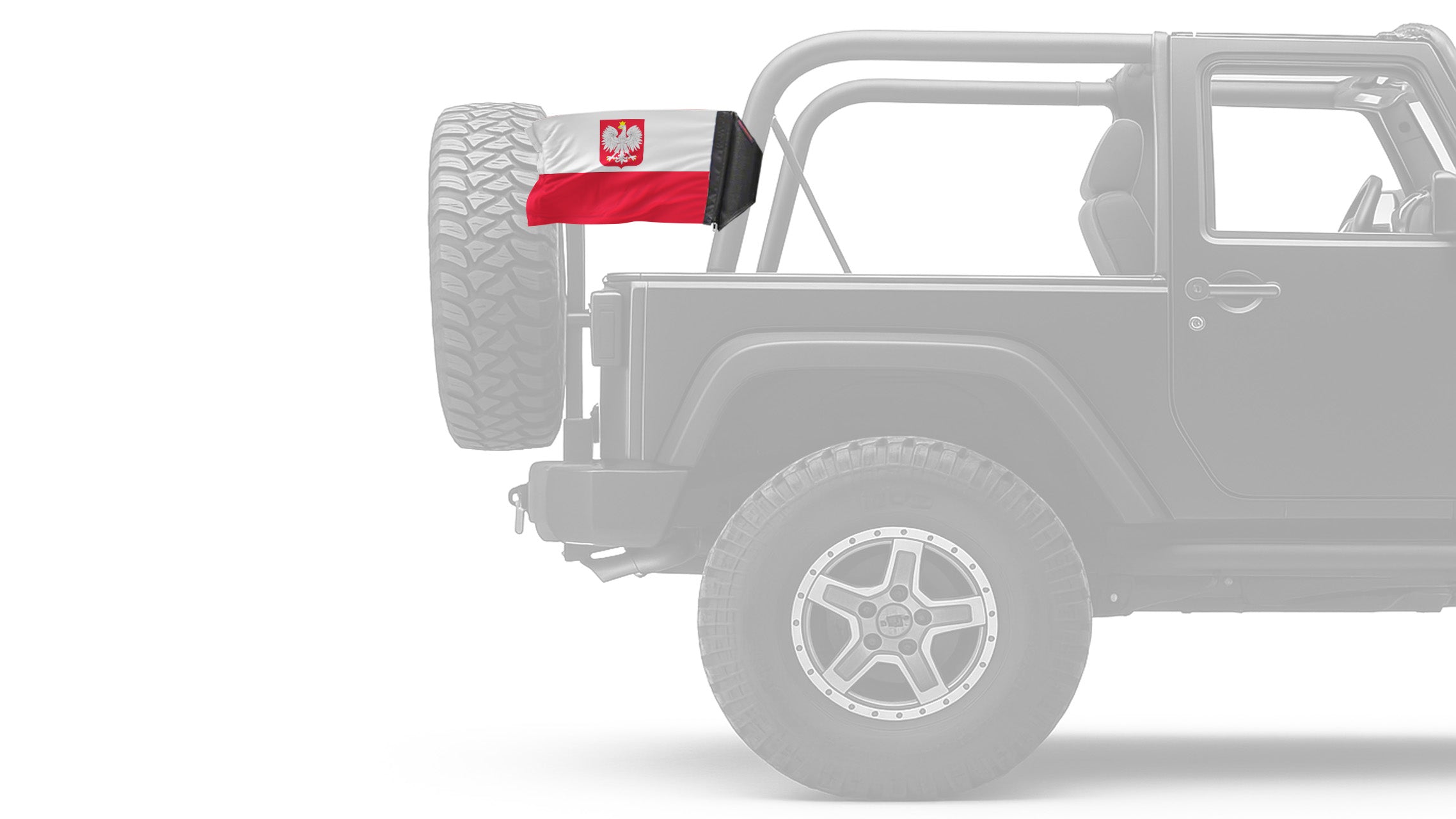 Poland 12"x18" Forever Wave Flag for Jeep Wrangler JK 2-Door 2007-2018