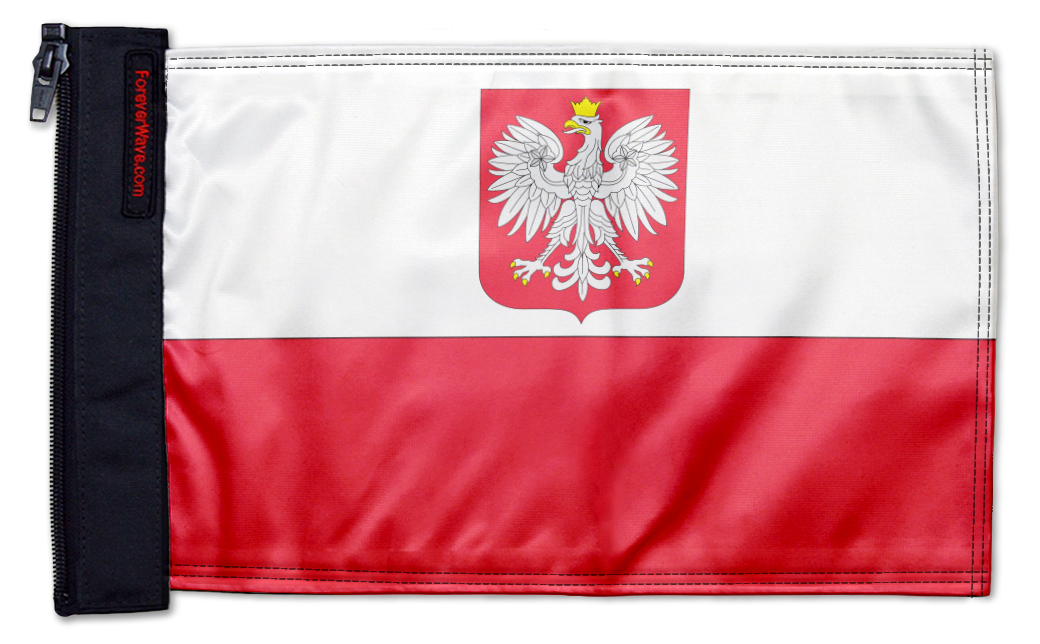 Poland 12"x18" Forever Wave Flag for Jeep Wrangler JK 2-Door 2007-2018