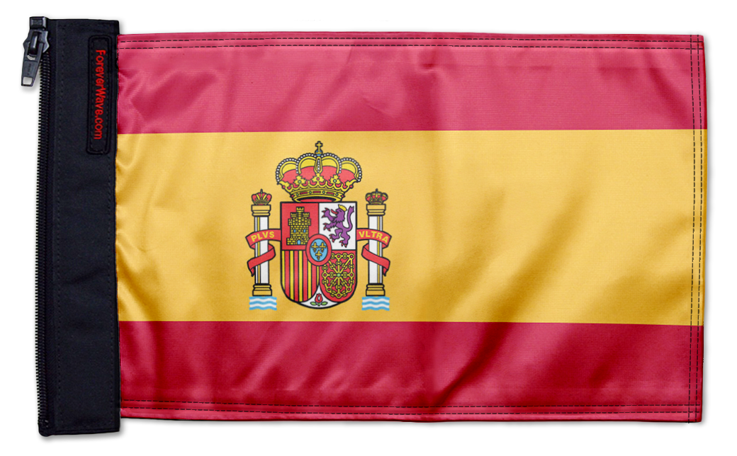 Spain 12"x18" Forever Wave Flag for Jeep Wrangler JK 2-Door 2007-2018