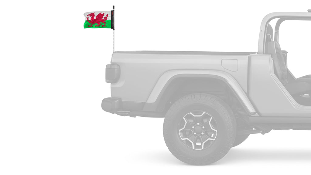 Wales 12"x18" Forever Wave Flag for Jeep Wrangler YJ 1986-1995