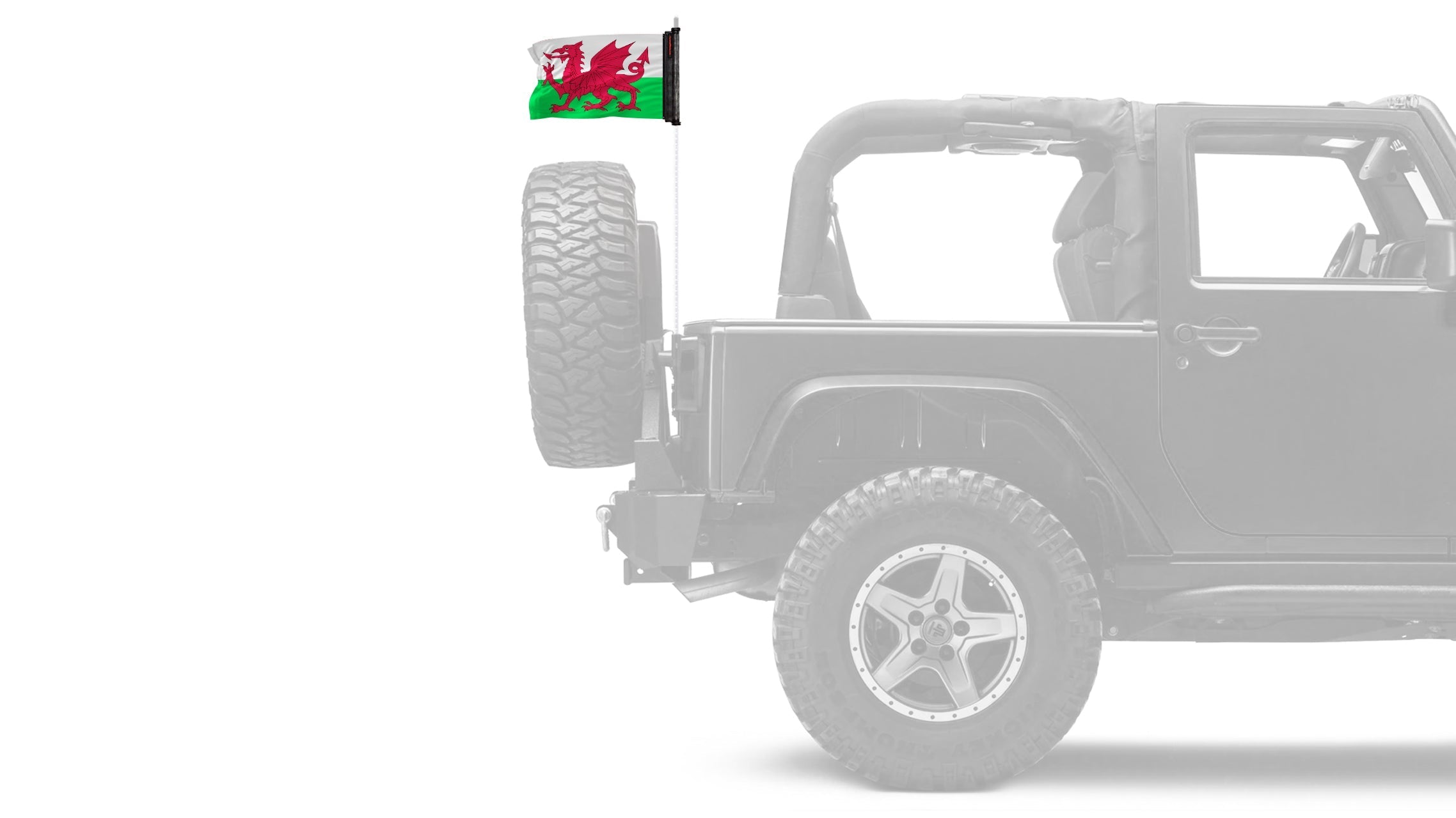 Wales 12"x18" Forever Wave Flag for Jeep Wrangler CJ-7 and CJ-8 1976-1986