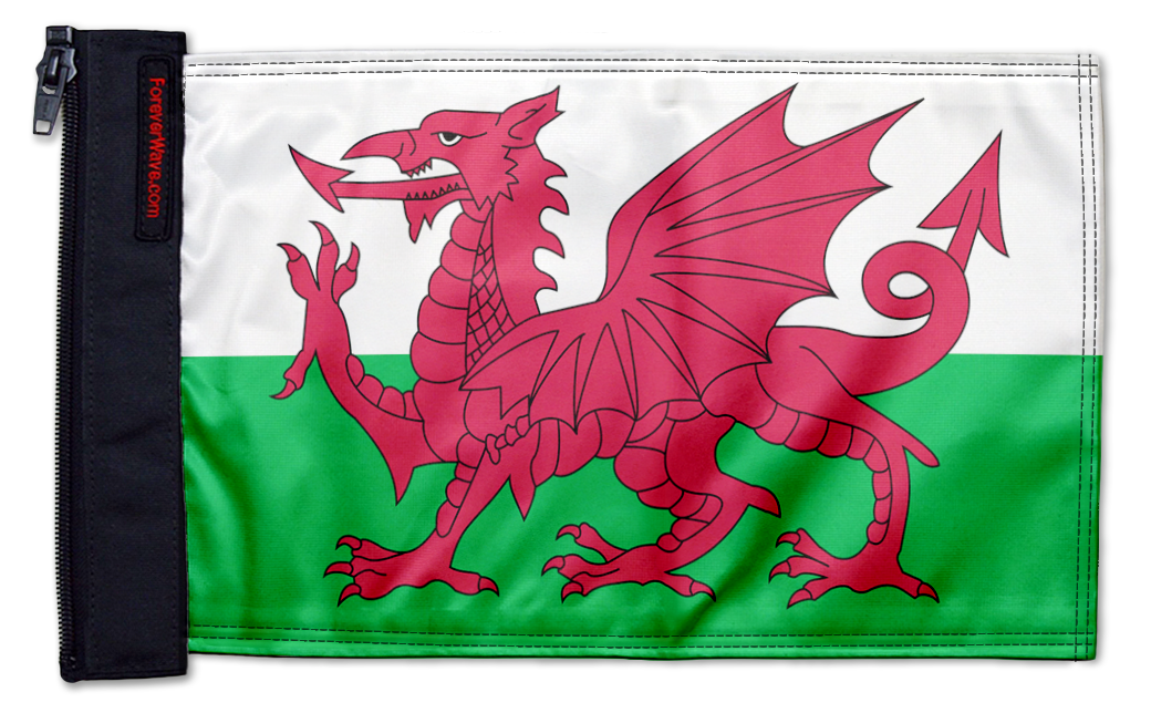 Wales 12"x18" Forever Wave Flag for Jeep Wrangler JL 2-Door 2018-Present
