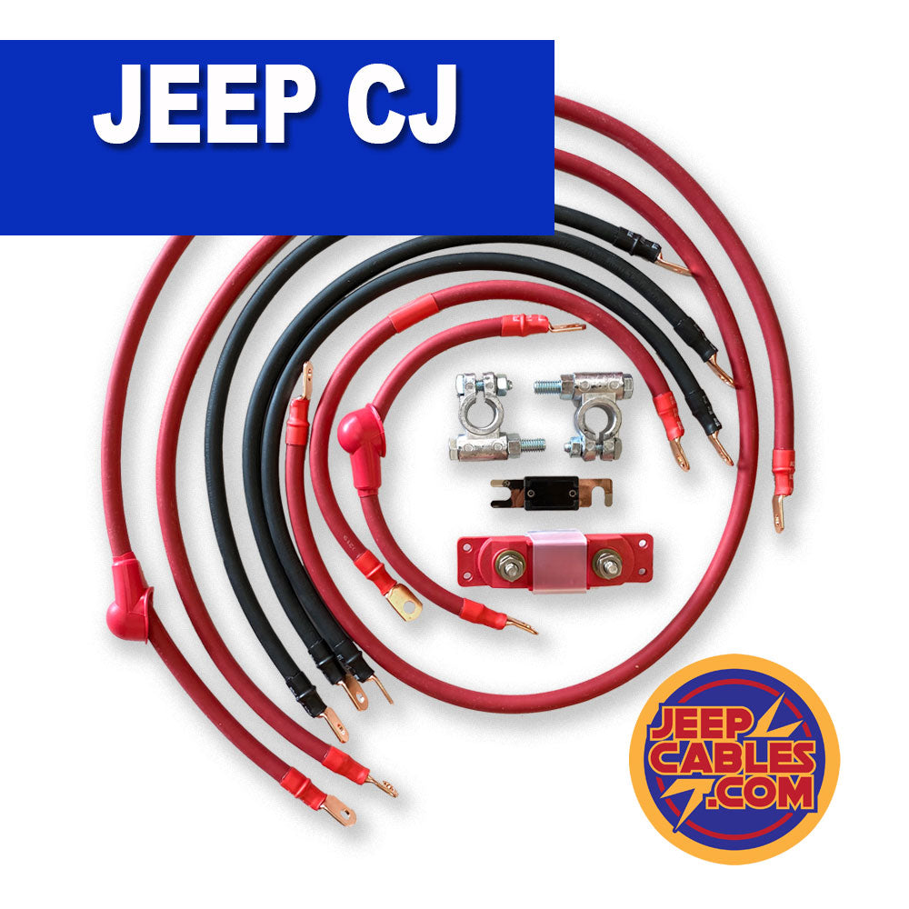 Jeep CJ Big 7 Battery Cable Kit (CJ-2A/CJ-3A/CJ-5/CJ-7) by JS Alternators