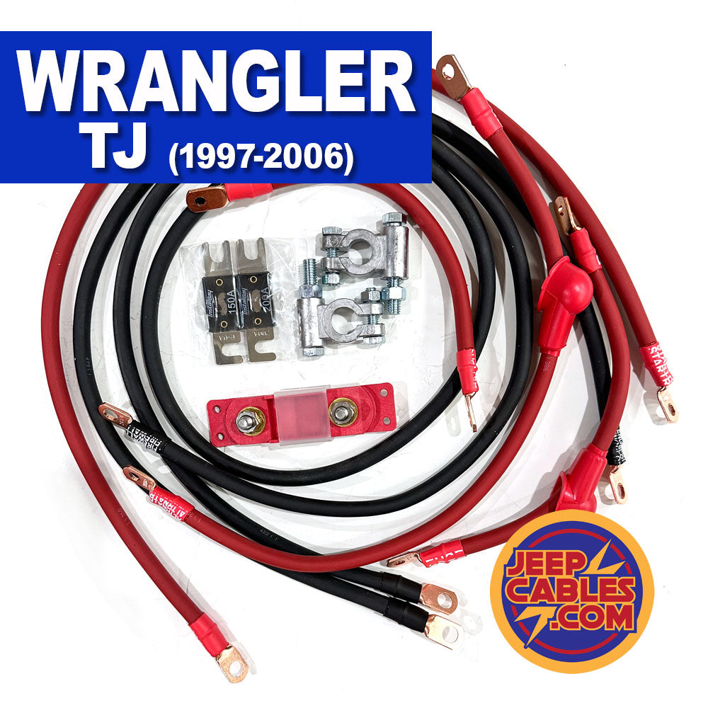 Jeep Wrangler TJ / LJ Big 7 Battery Cable Kit (1997-2006) by JS Alternators