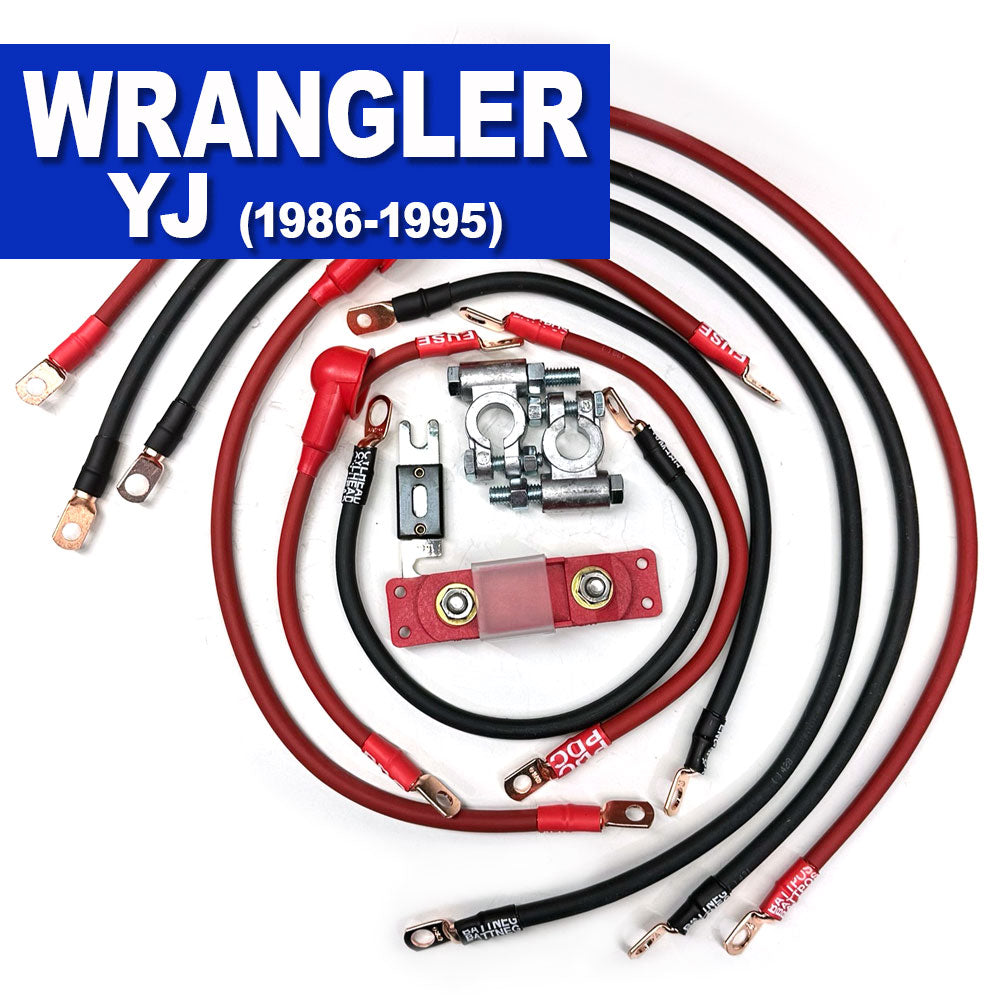 Jeep Wrangler YJ Big 7 Battery Cable Kit (1986-1995) by JS Alternators