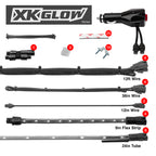 XK Glow Single Color XKGLOW UnderglowLED Accent Light Car/Truck Kit Red - 8x24In Tube + 4x8In Strip