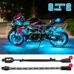 XK Glow Strips Single Color XKGLOW LED Accent Light Motorcycle Kit Light Blue - 8xPod + 2x8In