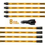 XK Glow Tube Single Color Underglow LED Accent Light Car/Truck Kit Amber - 8x24In