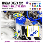 ZSPEC Power Steering Reservoir Fasteners for '90-96 Nissan 300zx Z32, Stainless & Billet