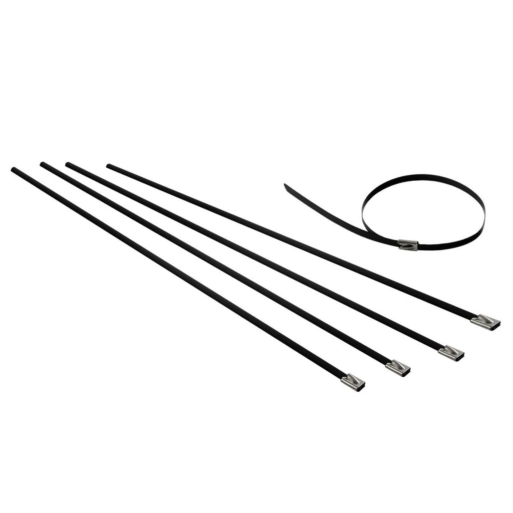 Stainless Steel Zip Tie Kit for Heat Wrap - 12" x 5mm - 5 Piece Black