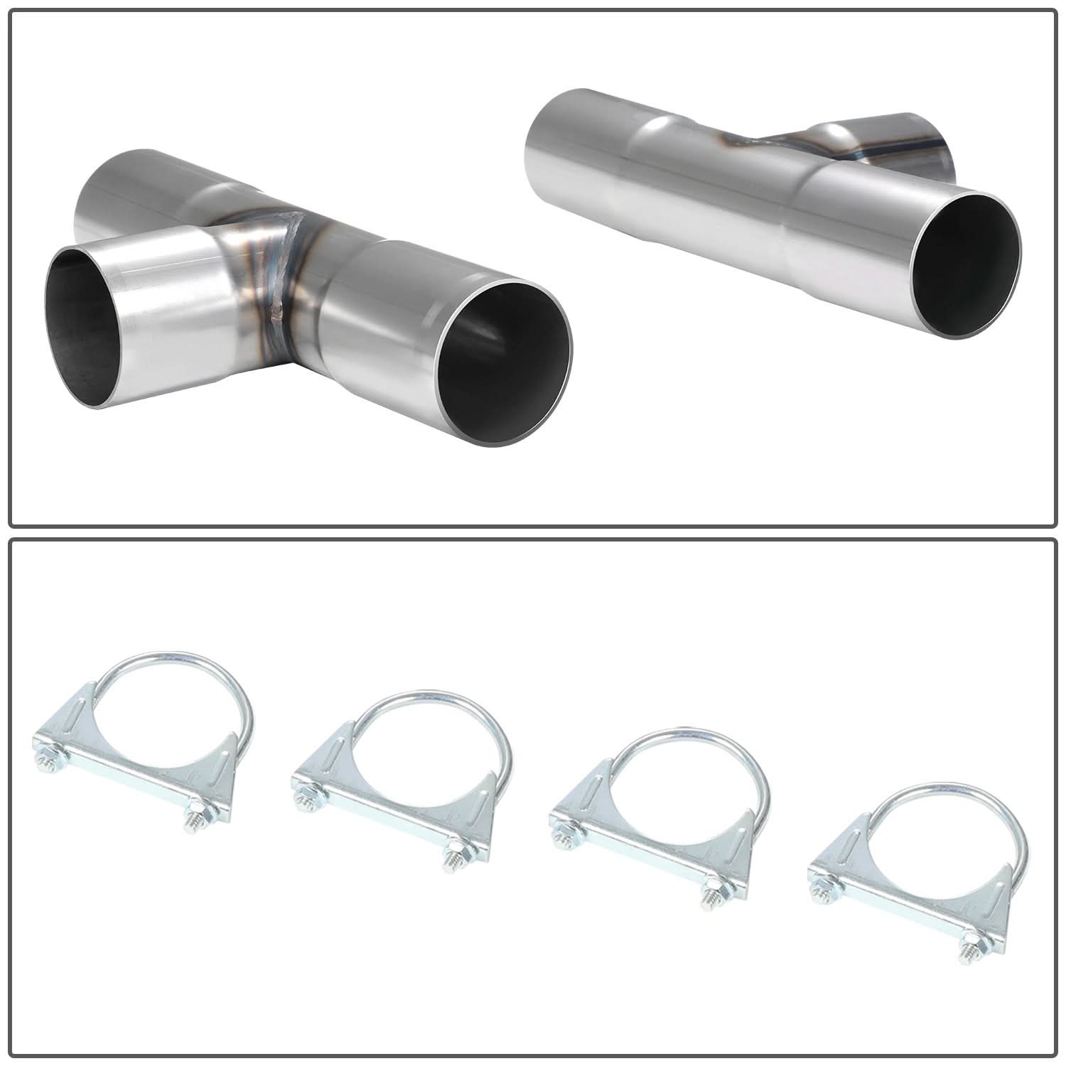 Universal Dual Exhaust Kit 16 Pipes U-Fit 2.5"-2.65" OD Mild Steel