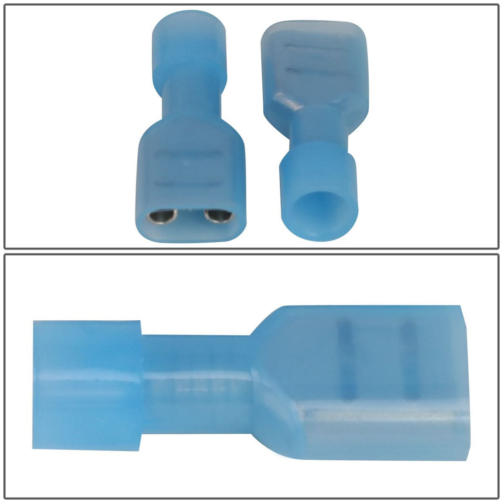 Female Spade Quick Disconnect Connectors - 100 Pack - Crimp Style