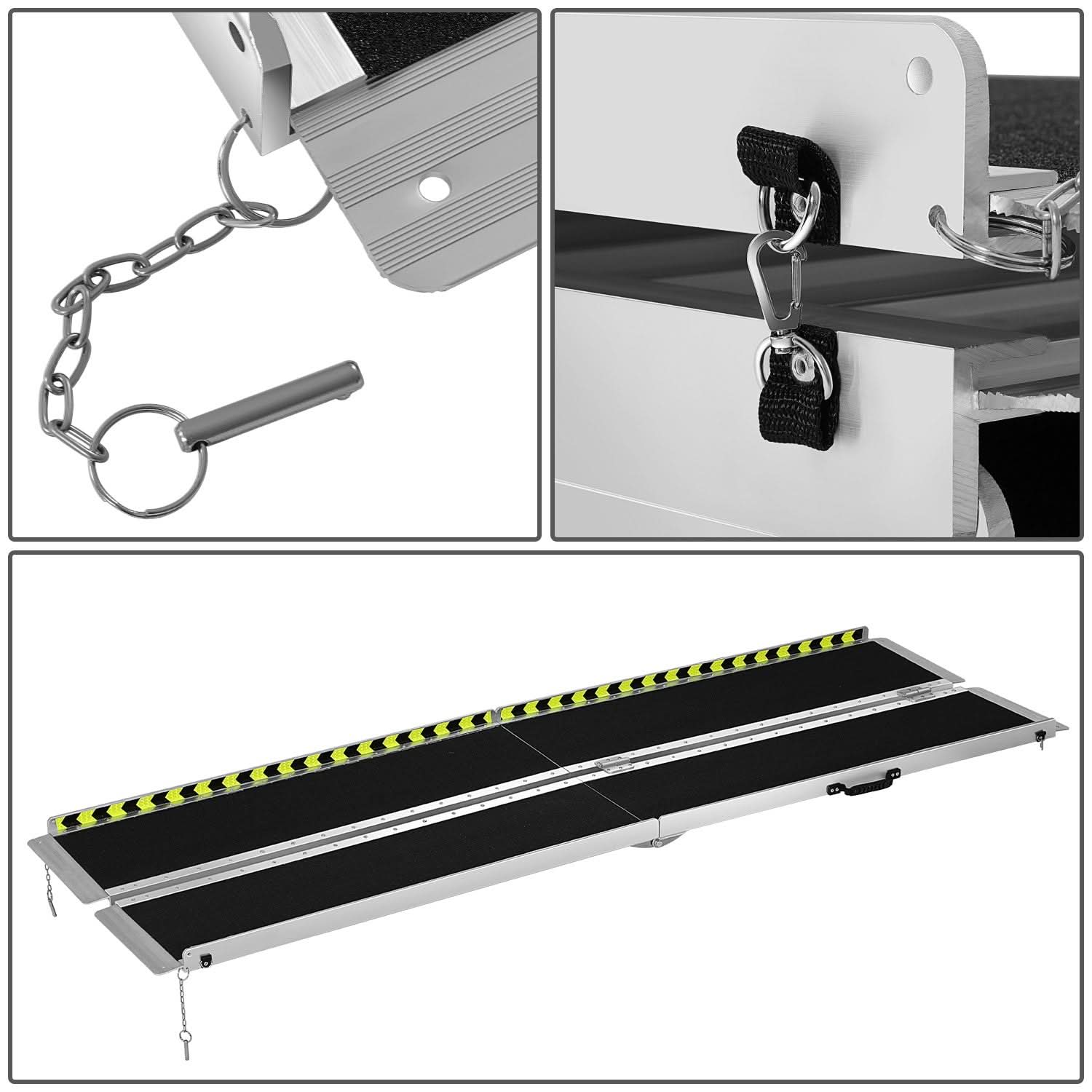 Aluminum Wheelchair Ramp 29" W x 7' L x 2" H - Metallic Black