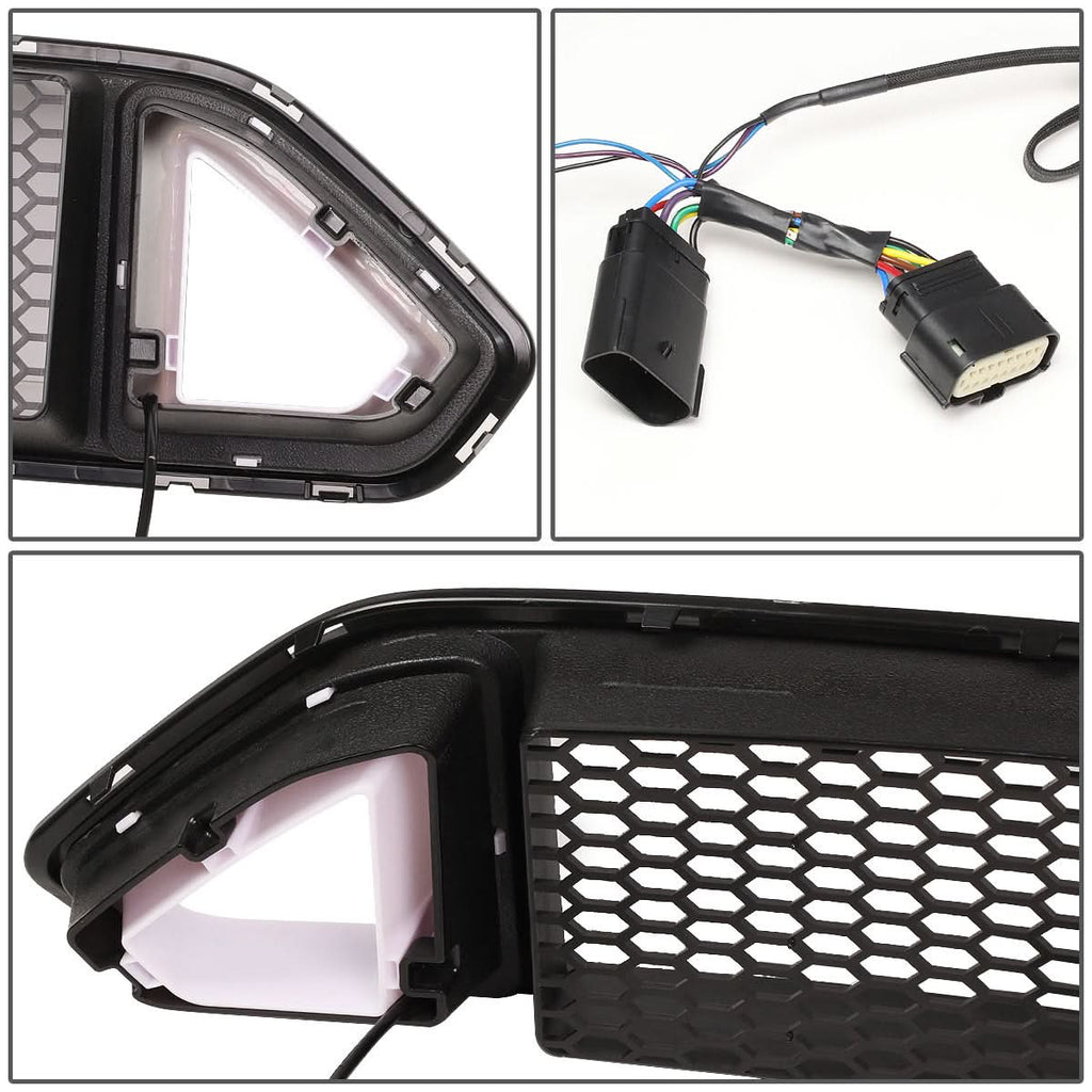 2018-2020 Ford Mustang Honeycomb Front Upper Grille with Triangle LED DRL