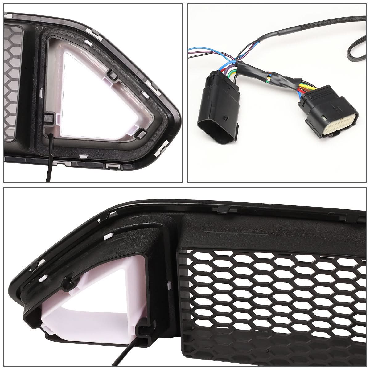 2018-2020 Ford Mustang Honeycomb Front Upper Grille with Triangle LED DRL