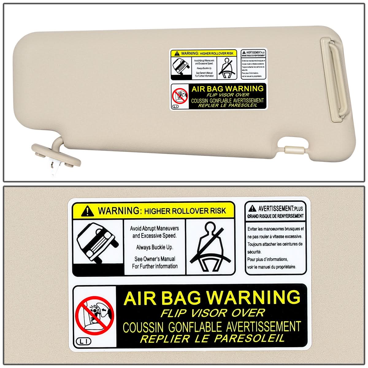 2010-2013 Toyota Highlander Sun Visor - Beige/Tan (Sunroof Models)