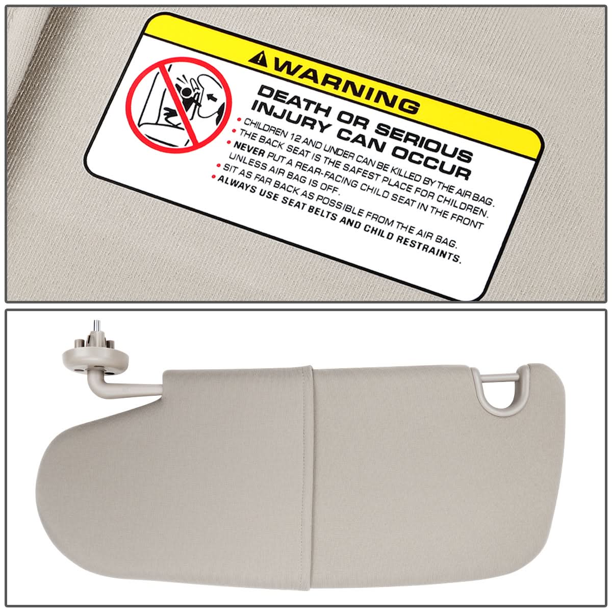 06-10 Dodge Ram Sun Visor Gray - Fits Models Without Overhead Console