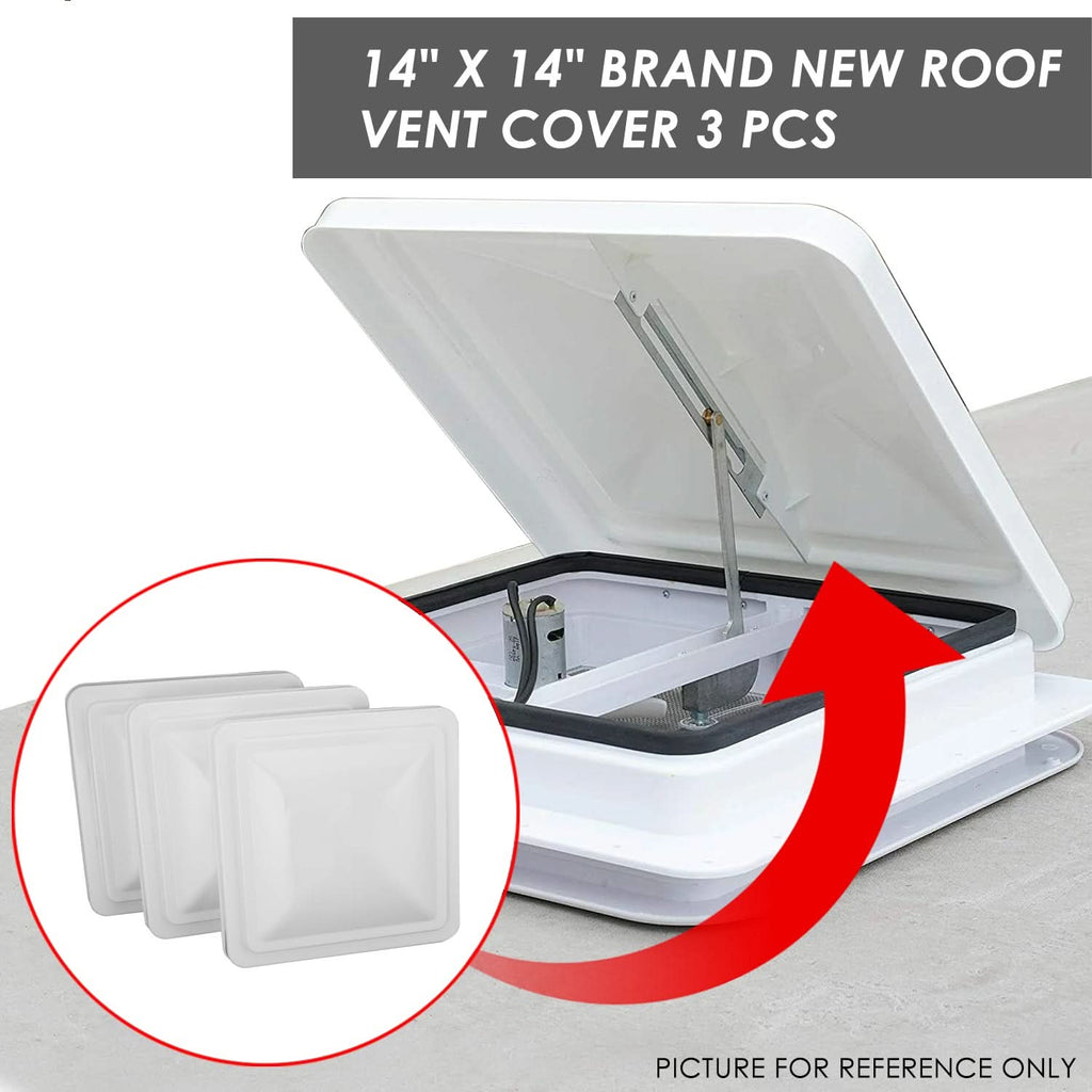 RV Roof Vent 14x14 Overall Dimension Replacement Lid White/Silver