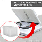 RV Roof Vent 14x14 Overall Dimension Replacement Lid White/Silver