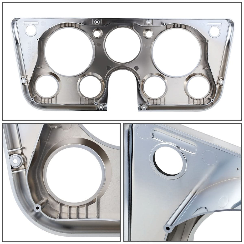 67-72 Chevrolet C10 Truck Dash Bezel 7 Hole Chrome Black Plastic