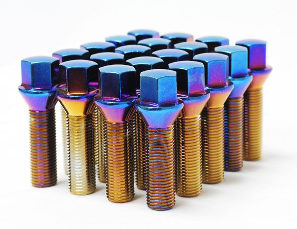 Wheel Mate Mevius Lug Bolt Set of 20 - Blue Neon 14x1.50 27mm Cone 60 DEG TAP