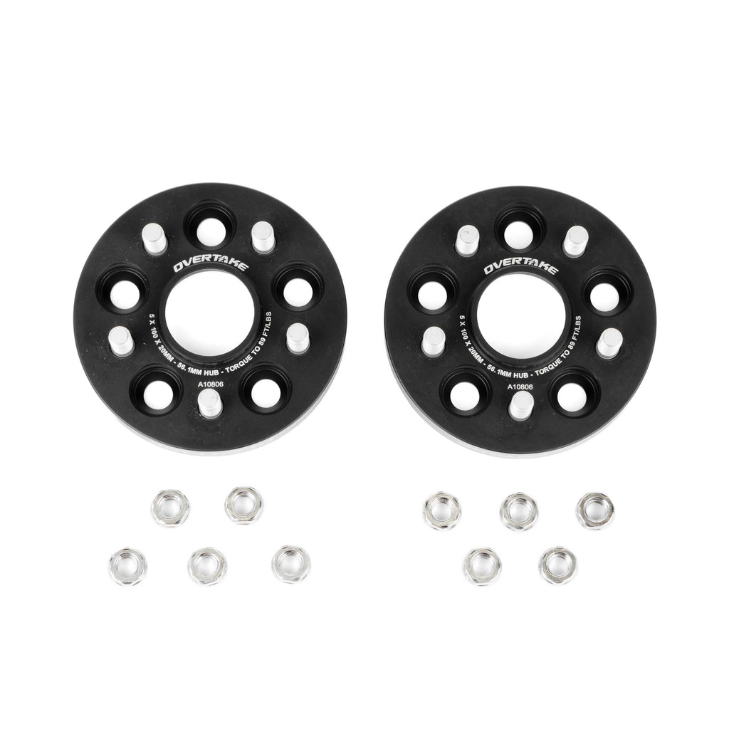 OVERTAKE Wheel Spacers - Pair - 20mm 5x100 - Subaru 2002-2014 WRX, 2004 STI, 2013-2026 BRZ/GR86, and more