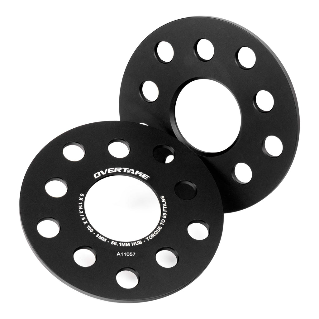 OVERTAKE Wheel Spacers - Pair - 3mm 5x114.3 / 5x100 - Subaru 2002-2026 WRX, 2004-2021 STI, and more