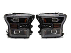 Raxiom 15-17 Ford F-150 LED Projector Headlights with LED Amber DRL- Black Housing- Clear Lens