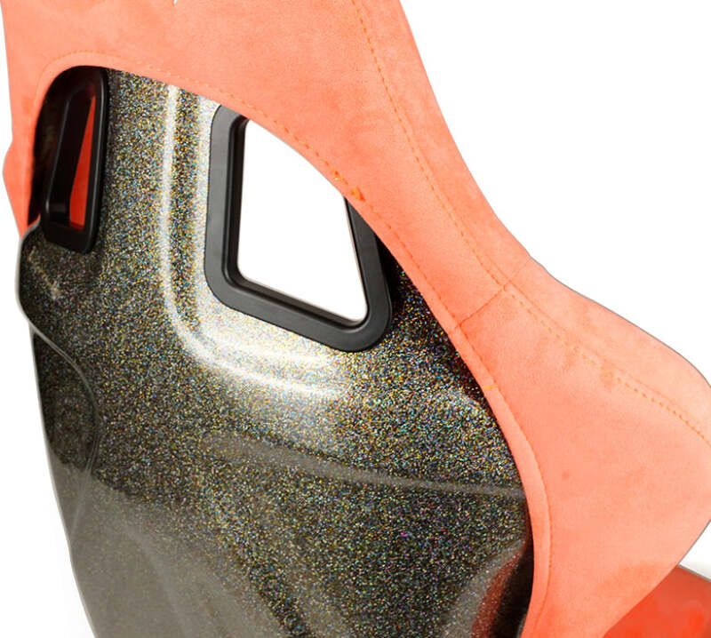 NRG FRP Bucket Seat ULTRA Edition W/ Grey Pearlized Back / Peach Microfiber Material - Large