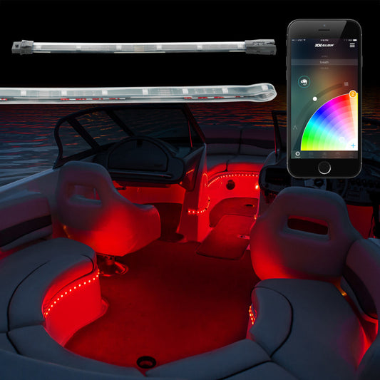 XK Glow Flex Strips Million Color XKCHROME App Controlled Boat Marine Kit 6x36In Strips + 6x10In