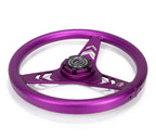 NRG Aluminum Steering Wheel 330mm - Arow Cutout - Ergonomic Grip - Anadized Purple