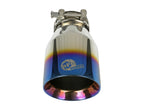 aFe Mach Force XP 304 Stainless Steel Clamp-On Exhaust Tip 2.5in Inlet / 4in Outlet - Blue Flame