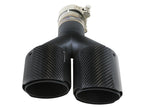 aFe Takeda 2.5in 304 Stainless Steel Clamp-on Exhaust Tip Driver side 2.5in Inlet 4in Dual-Carbon