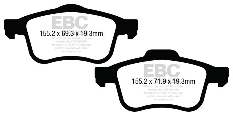 EBC 13+ Fiat 500L 1.4 Turbo Ultimax2 Front Brake Pads