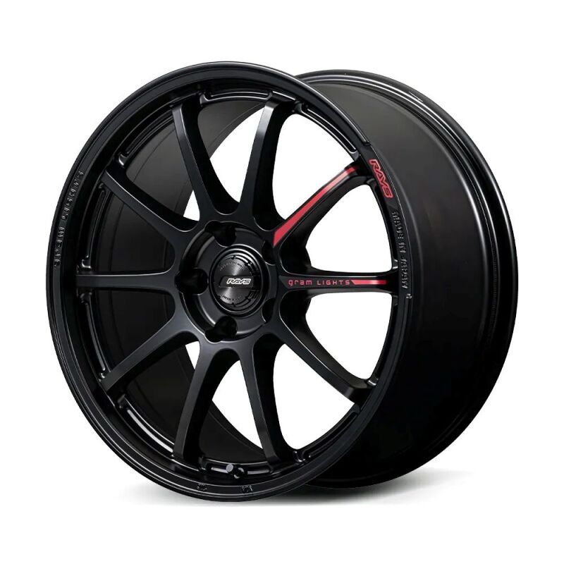 Gram Lights 57NR LIMITED II 18x9.5 +38 5-114.3 Semigloss Black Wheel w/ Black Cap/Stickers/Air Valve