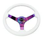 NRG Reinforced Steering Wheel (350mm) Dark Wood Grain - 3in Deep - Black 3-Spoke Center